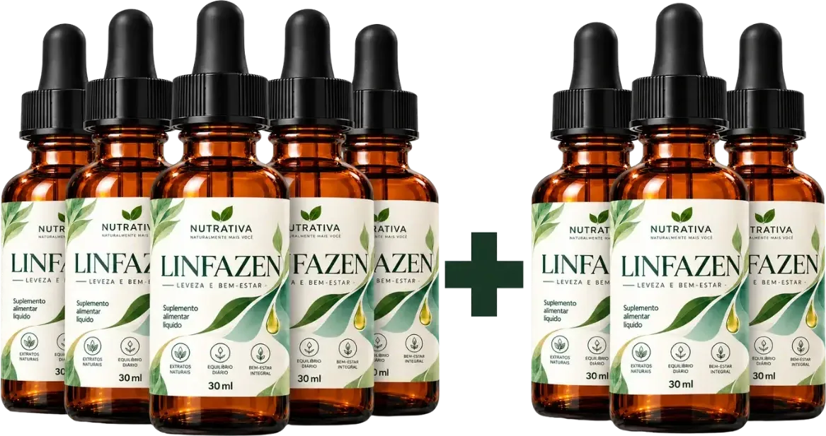 Kit com oito frascos de Linfazen Nutrativa: pague 5, leve 8